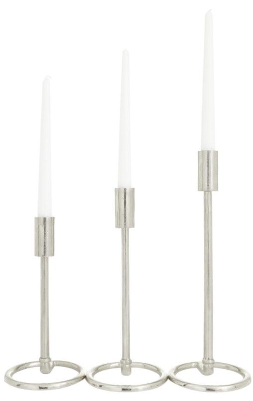 Deco Marche 3-Piece Silver Candle Holder Set-1