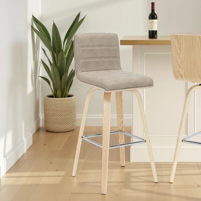 Armen Living Vienna 3-Piece Oak/Vintage Taupe Swivel Barstool Set-1