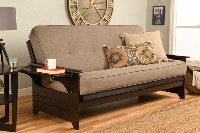 Kodiak Furniture Phoenix Linen Stone/Espresso Full Futon with Mattress-3