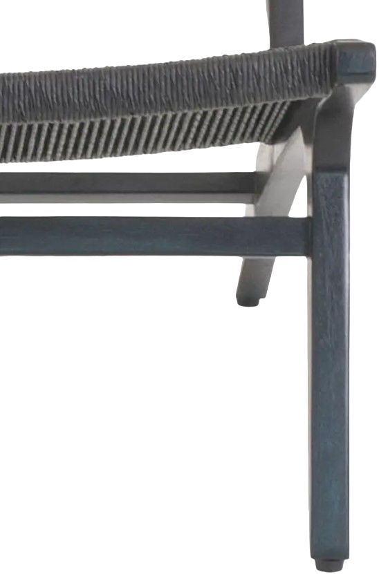 Moe's Home Collection Palma Black Teak Outdoor Lounge Chair with Black Wicker Back and Seat-4