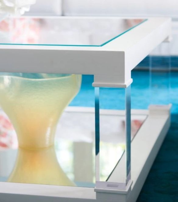 Lexington Home Avondale Riverdale Clear Top Cocktail Table with White Base-2