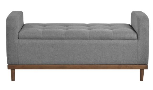 Mazin Furniture Brigitte Gray Lift Top Storage Bench-1