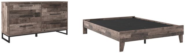 Signature Design by Ashley® Neilsville 2-Piece Multi Gray Queen Platform Panel Bed Set-0