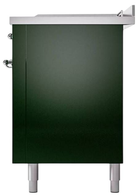 Ilve® Nostalgie II Noblesse 60'' Emerald Green Pro Style Dual Fuel Range with Chrome Trim-3