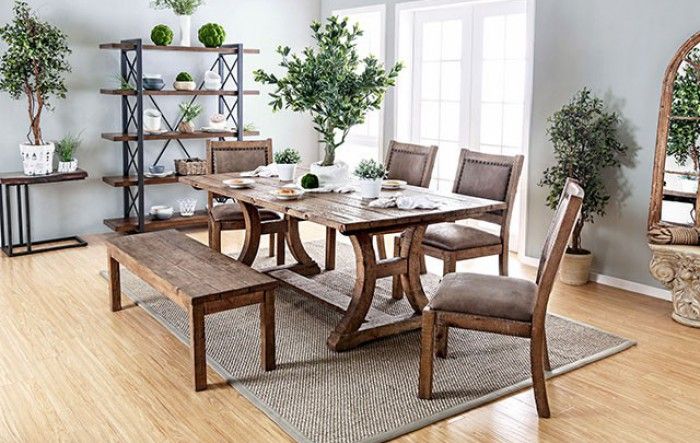 Furniture of America® Gianna 6-Piece Rustic Pine Dining Table Set