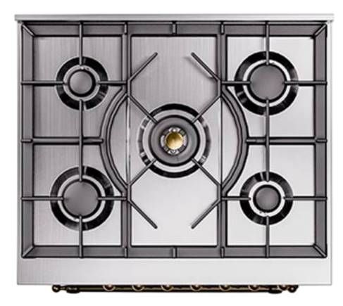 Ilve® Nostalgie II Noblesse 30'' Midnight Blue Pro Style Dual Fuel Range with Burnished Trim-2