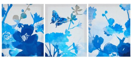 Olliix by Madison Park Cobalt Garden 3 Piece Blue Gel Coated Canvas-1