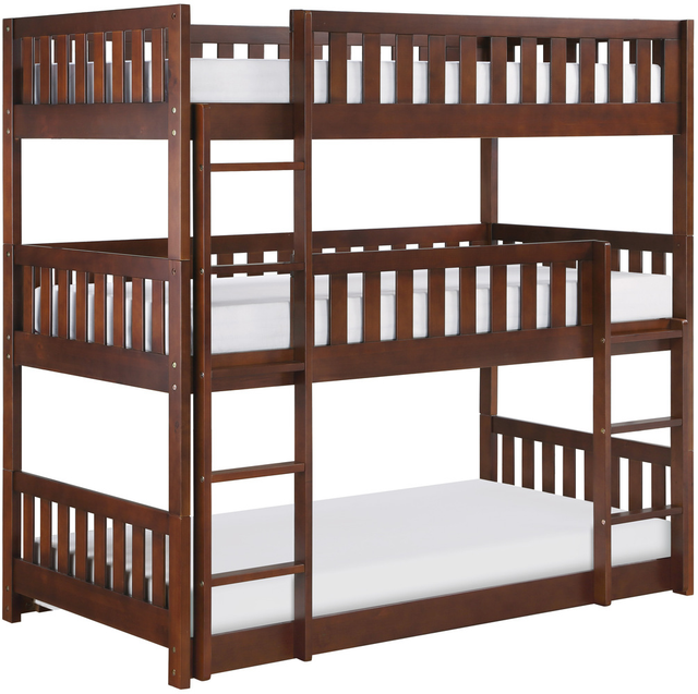 Homelegance® Rowe Dark Cherry Twin/Twin Triple Bunk Bed-0