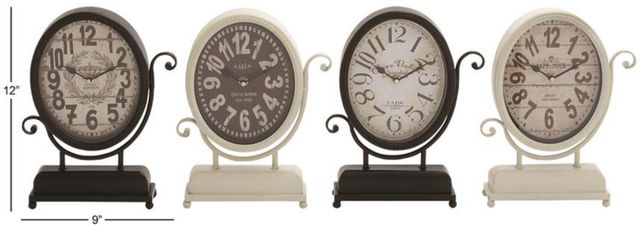 Deco Marche 4-Piece Black Metal Scroll Decorative Clock Set-3