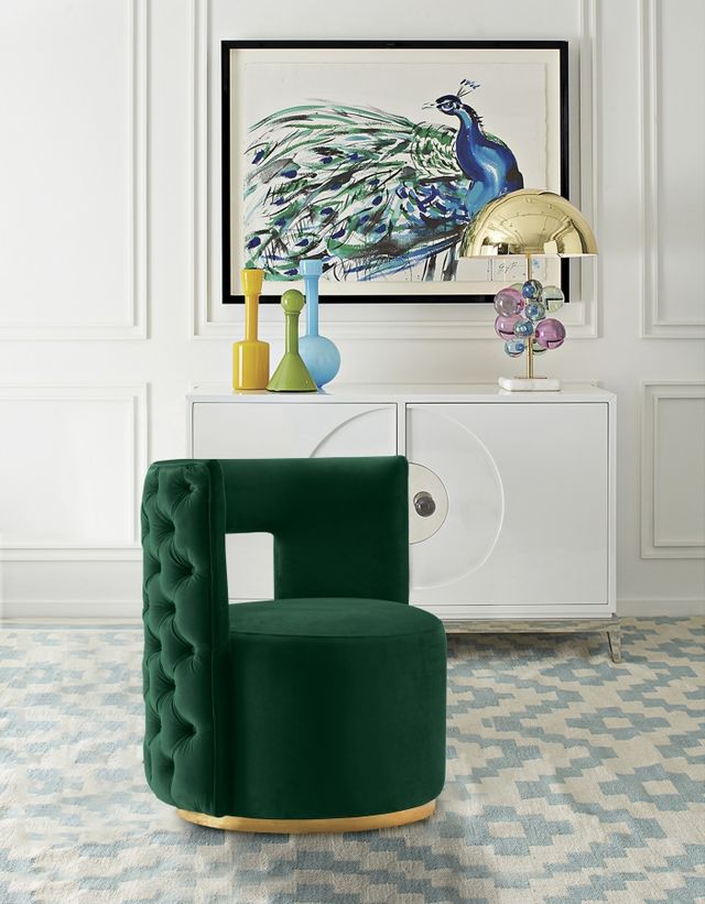 Meridian Furniture Theo Green Velvet Swivel Chair-3