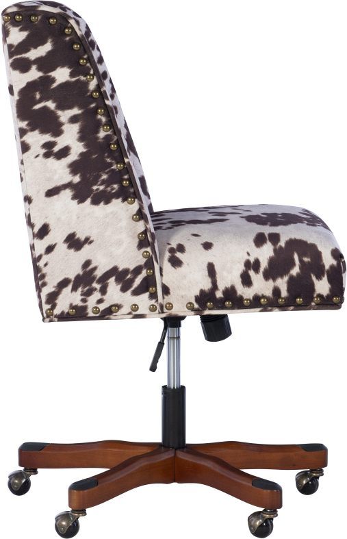 Linon Draper Brown/White Cow Print Office Chair -3