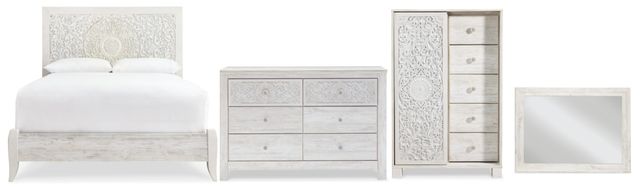 Signature Design by Ashley® Paxberry 4-Piece Whitewash King Panel Bed Set-0