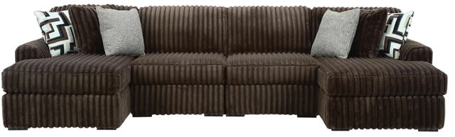 Signature Design by Ashley® Midnight-Madness 4-Piece Chocolate U-Shape Sectional and Double Chaise-0