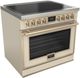 Fulgor Milano® Evoque 400 Series 36” Glossy Ivory Pro Style Induction Range with Brushed Brass Trim-0