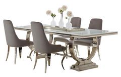 Coaster® Antoine 5-Piece Gray/Chrome Rectangular Glass Top Dining Table Set 