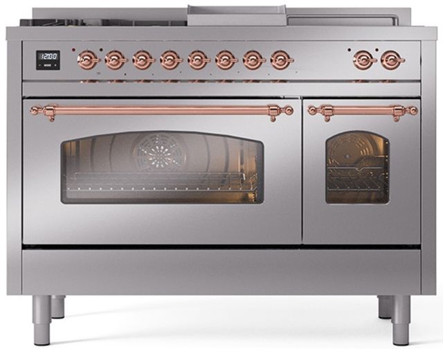 Ilve® Nostalgie II Series 48" Stainless Steel Pro Style Dual Fuel Range-0