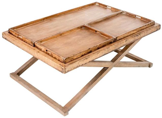 Nest Home Collections Penelope Antique Natural/Medium Grey Coffee Table-0
