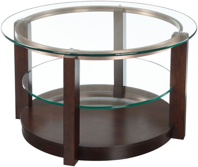 Elements International Elsa Glass Top Coffee Table with Espresso Base-0