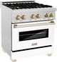 ZLINE Autograph Edition 30" Satin Stainless Steel Pro-Style Dual Fuel Range with Electric Convection Oven and White Matte Door-2