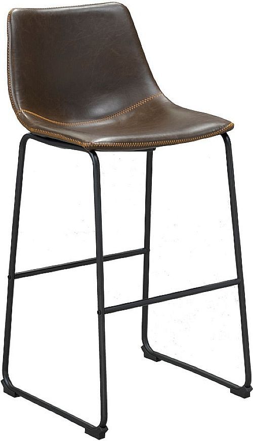 Brassex Inc. Acasia 2-Piece Black/Vintage Brown 29" Bar Chair Set-0