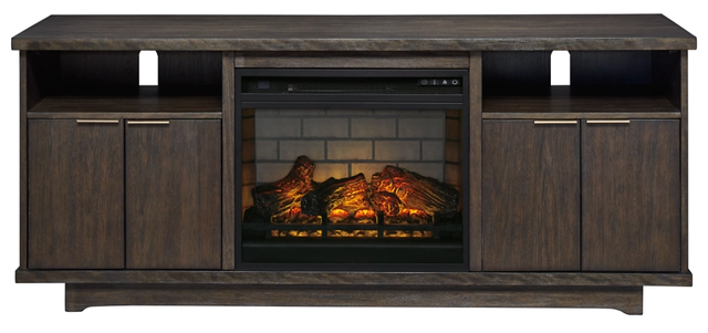 Signature Design by Ashley® Brazburn Dark Espresso 66" TV Stand with Electric Fireplace-1
