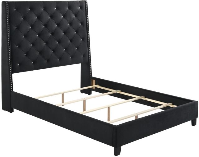 Crown Mark Chantilly Black King Upholstered Panel Bed-2