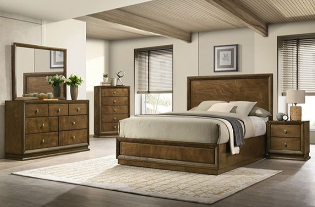 Furniture of America® Kirkham 4-Piece Walnut Queen Bedroom Set-0