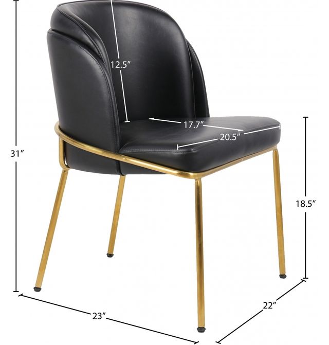Meridian Furniture Jagger Black/Gold Vegan Leather Dining Side Chair-2