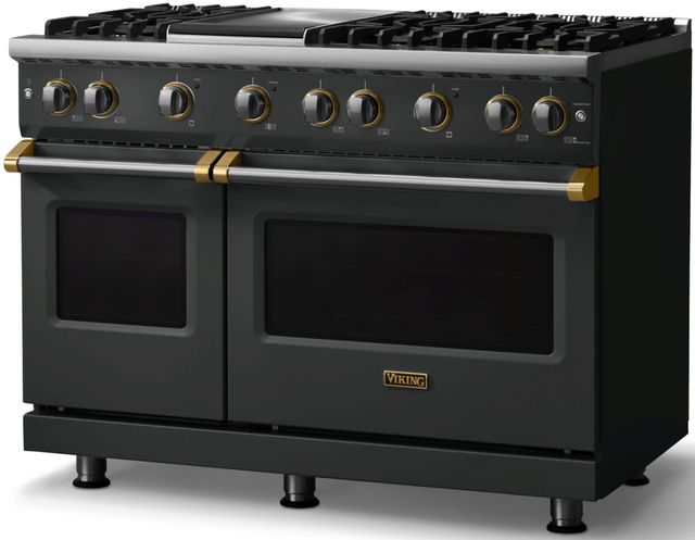 Viking® 5 Series 48" Antique Bronze Pro Style Gas (NG) Range with Brushed Brass Trim-2