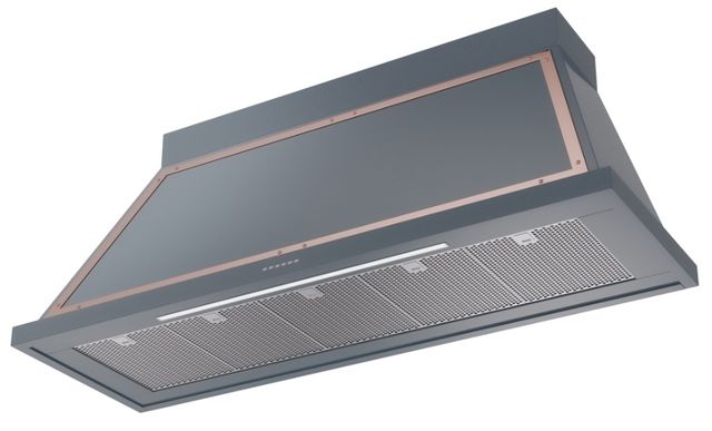 Ilve® Nostalgie II Noblesse 60'' Blue Gray Wall Mounted Range Hood with Copper Trim-1