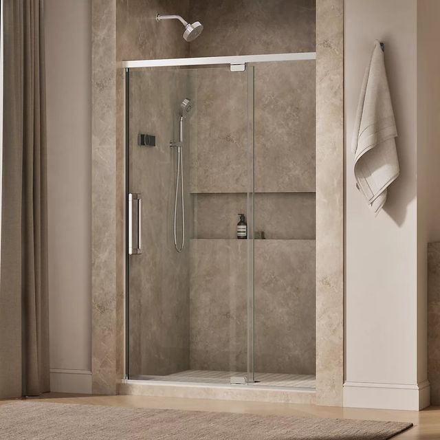 KOHLER Statement™ Bright Polished Silver 76" x 48" - 54" Pivot Shower Door-1