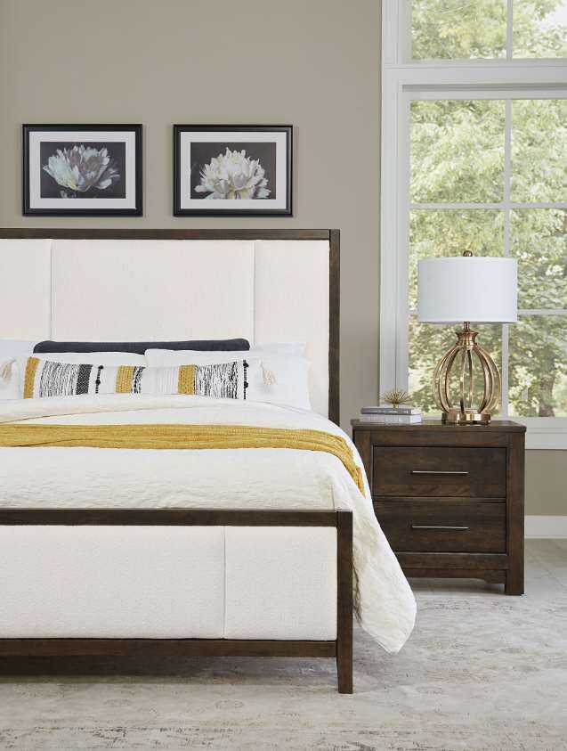 Artisan & Post by Vaughan-Bassett Crafted Cherry Bedroom by Ben & Erin Napier Dark/White Califronia King Upholstered Panel Bed-2