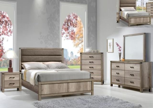 Crown Mark Matteo Weathered Gray Queen Panel Bed-1