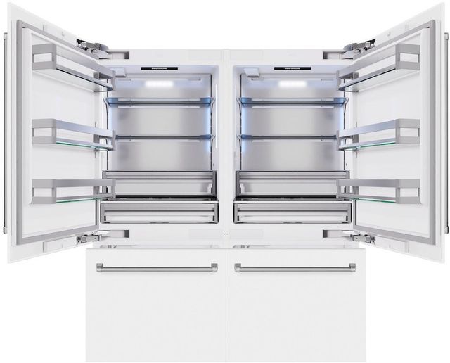 ZLINE 72" 39.6 Cu. Ft. White Matte Built-In French Door Refrigerator with Water Dispensers and Ice Makers-2