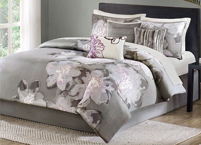 Olliix by Madison Park 7 Piece Grey Queen Serena Comforter Set-0