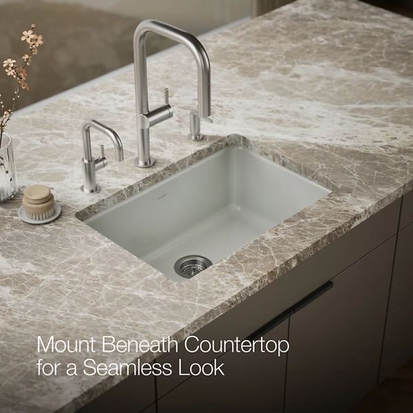 KOHLER® Iron/Tones® Sea Salt 27" Top/Undermount Single-Bowl Kitchen Sink-3