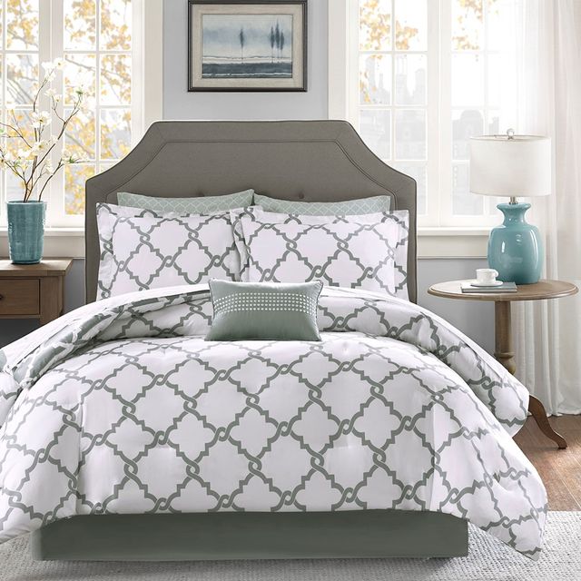 Olliix by Madison Park Essentials Merritt Grey Queen Reversible Complete Comforter and Cotton Sheet Set-3
