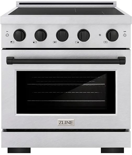 ZLINE Autograph Edition Paramount 30" Satin Stainless Steel Pro Style Induction Range with Matte Black Accents-0