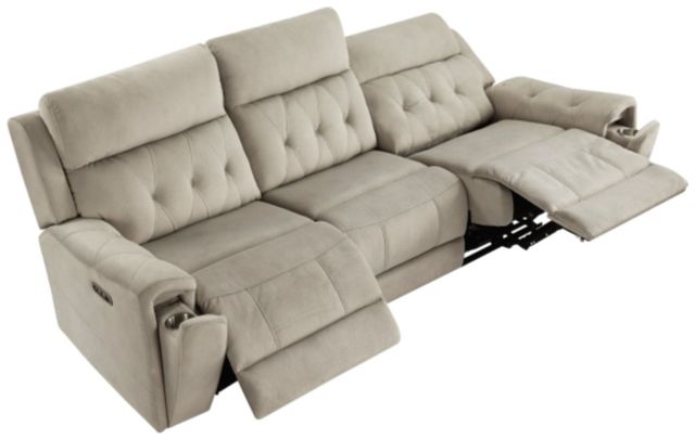 Homelegance® Celeste Taupe Double Power Reclining Sofa with Power Headrests-3
