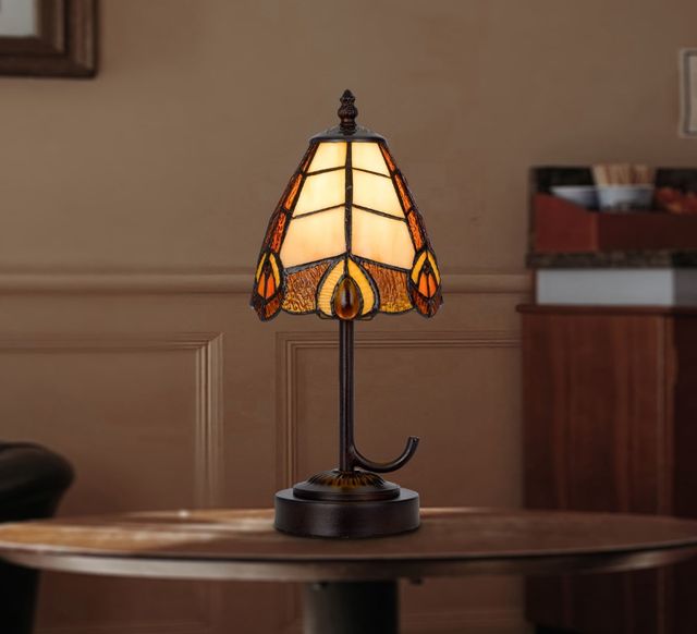 Cal® Lighting & Accessories Tiffany Dark Bronze/Orange Accent Lamp-3