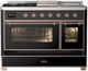 Ilve® Majestic III 48" Glossy Black Pro Style Dual Fuel Natural Gas Range with 5 Black Brass Burners and Copper Trim-4