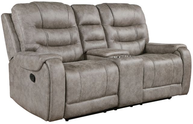 Homelegance® Oberon Grayish Brown Double Manual Reclining Loveseat with Center Console-0
