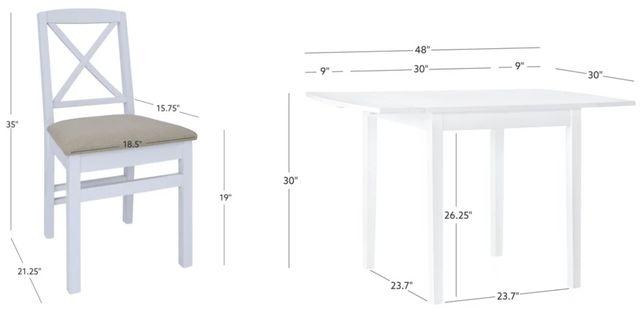 Linon Torino 3-Piece White Drop Leaf Dining Table Set-2
