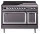 Ilve® Nostalgie II Noblesse Noblesse 48'' Graphite Matte Pro Style Induction Range with Chrome Trim-0