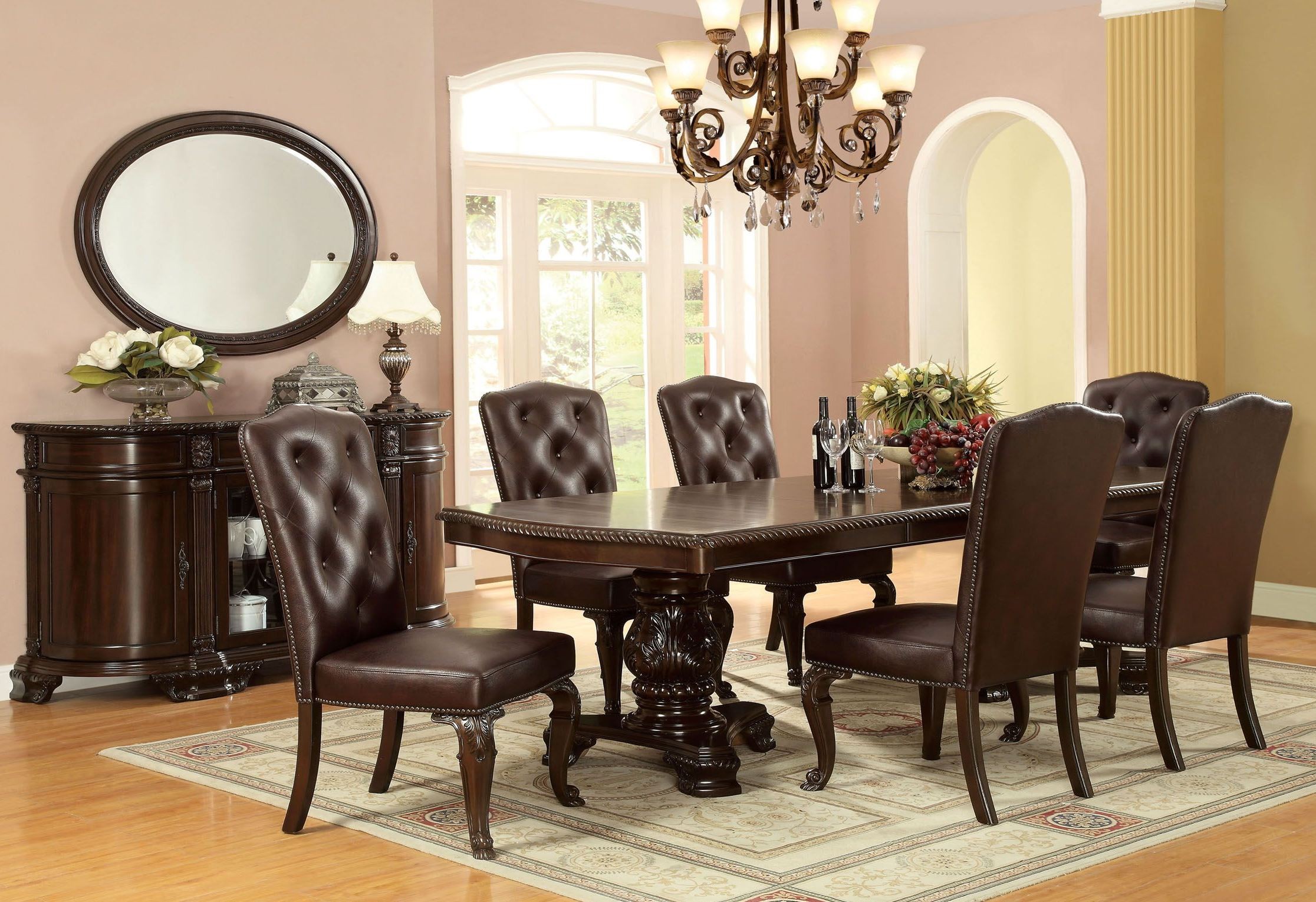 Furniture of America Bellagio 7 Piece Dining Set Parks Home Furnishings