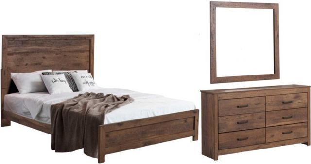 American Wholesale Furniture Gilliam 3-Piece Brown Queen Panel Bedroom Set