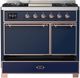 Ilve® Majestic III 40" Midnight Blue Pro Style Dual Fuel Liquid Propane Range with Solid Door and Copper Trim-1