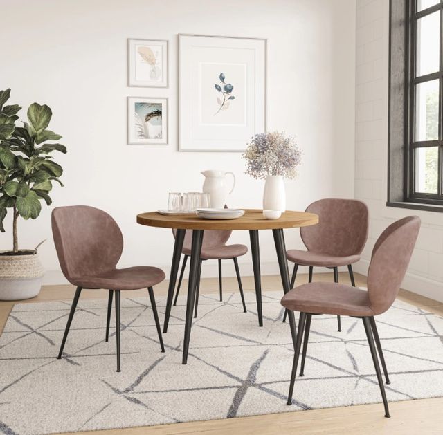 Jofran Inc. Prelude Suede Round Dining Table with Black Base-1