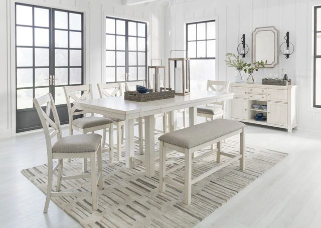 Signature Design by Ashley® Robbinsdale Antique White Upholstered Bar Stool-1