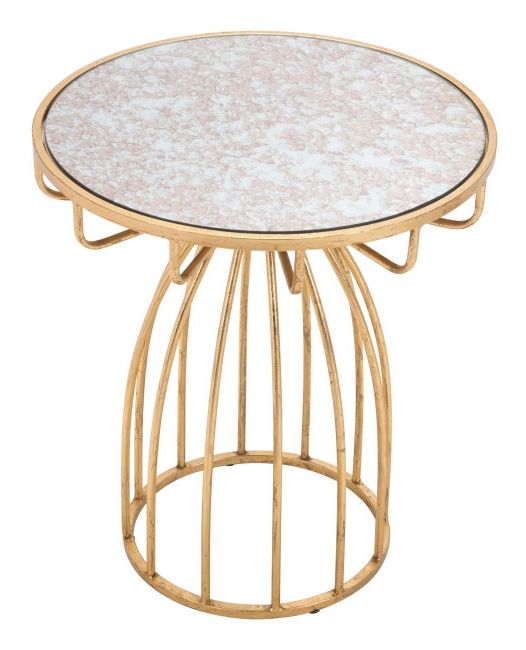 Zuo® Modern Silo Mirror Top Side Table with Gold Base-1